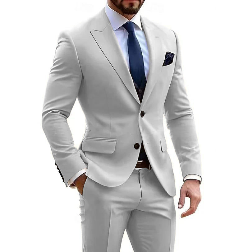 Mens Formal Business-Casual Slim-Fit Two-Piece Suit
