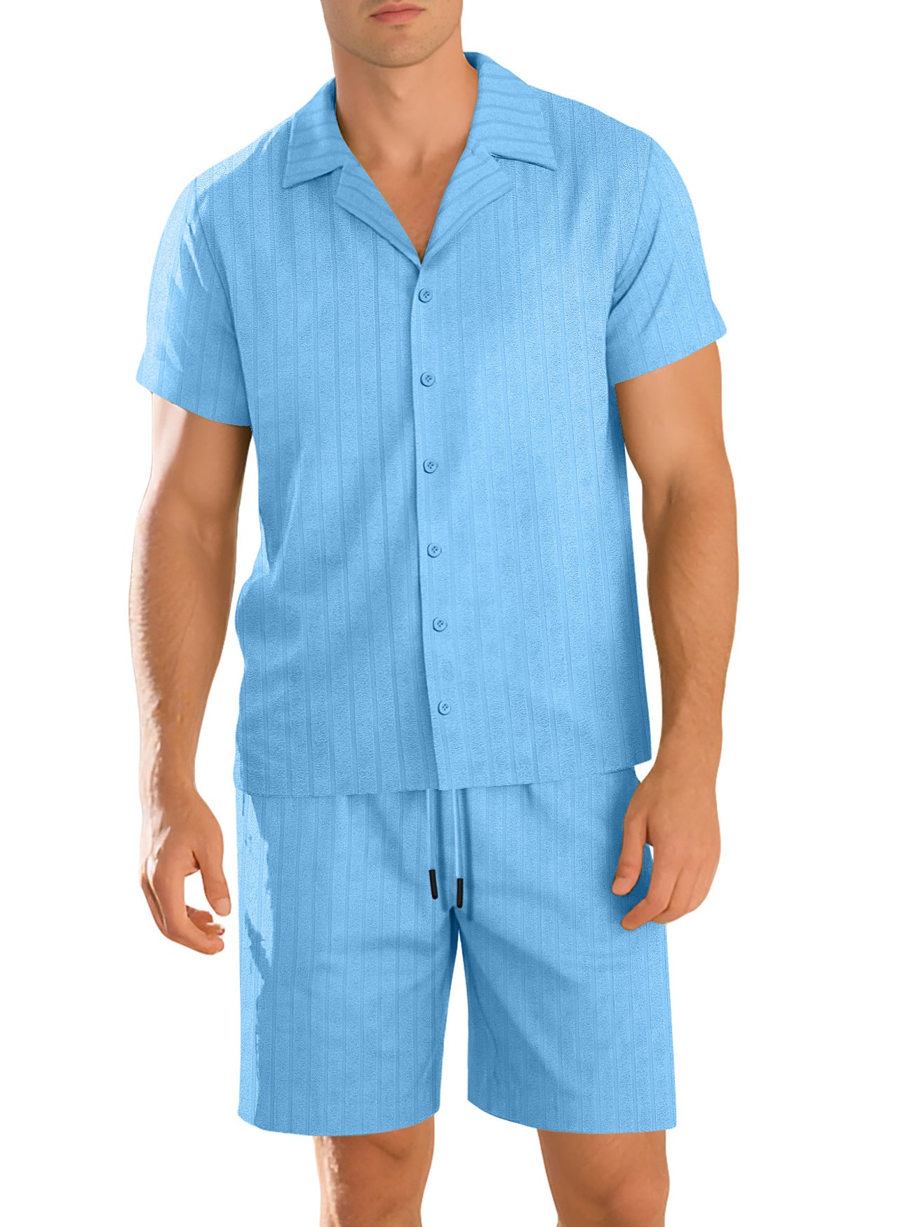 Mens Casual Short-Sleeve Shirt Set