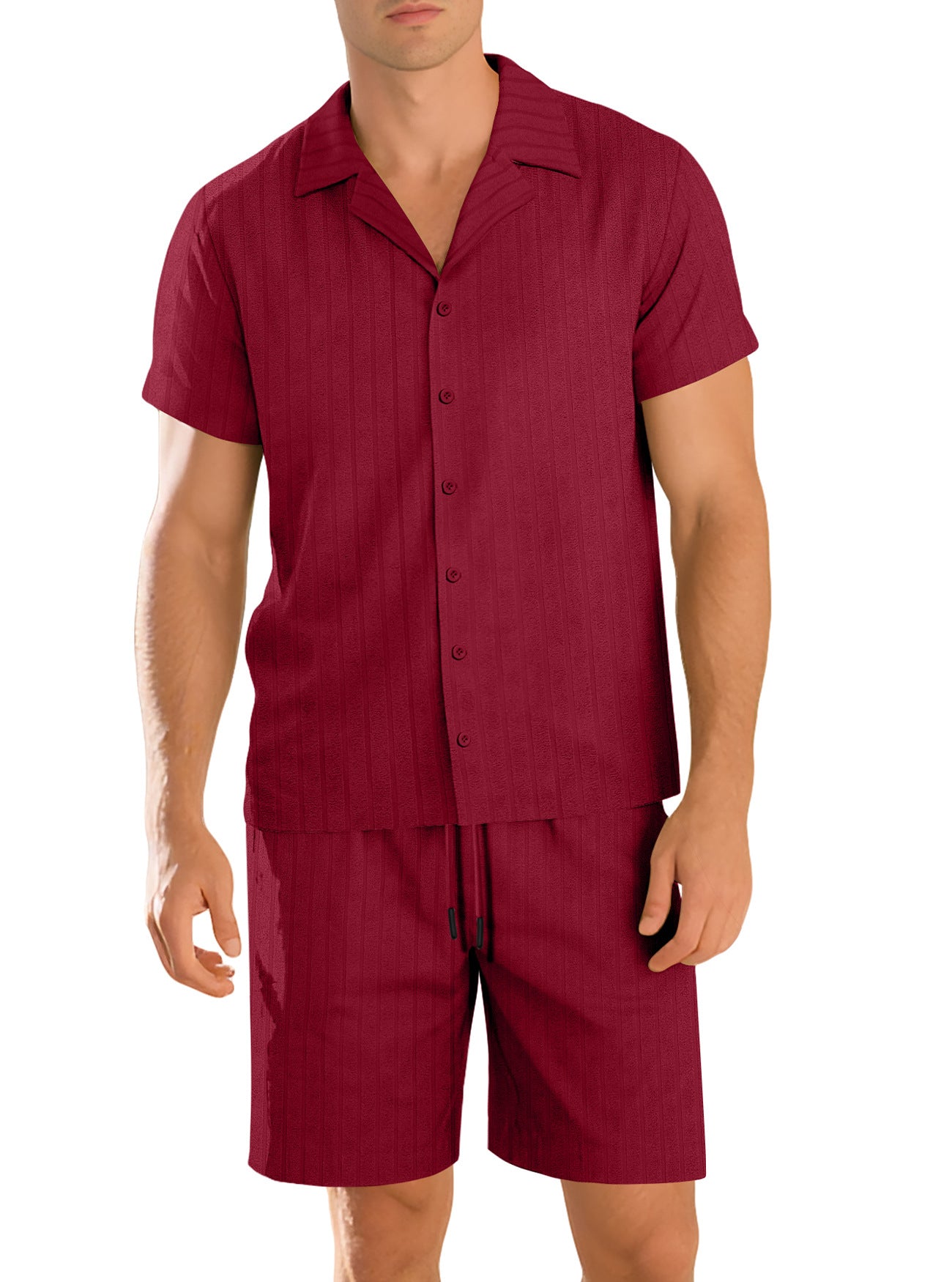 Mens Casual Short-Sleeve Shirt Set