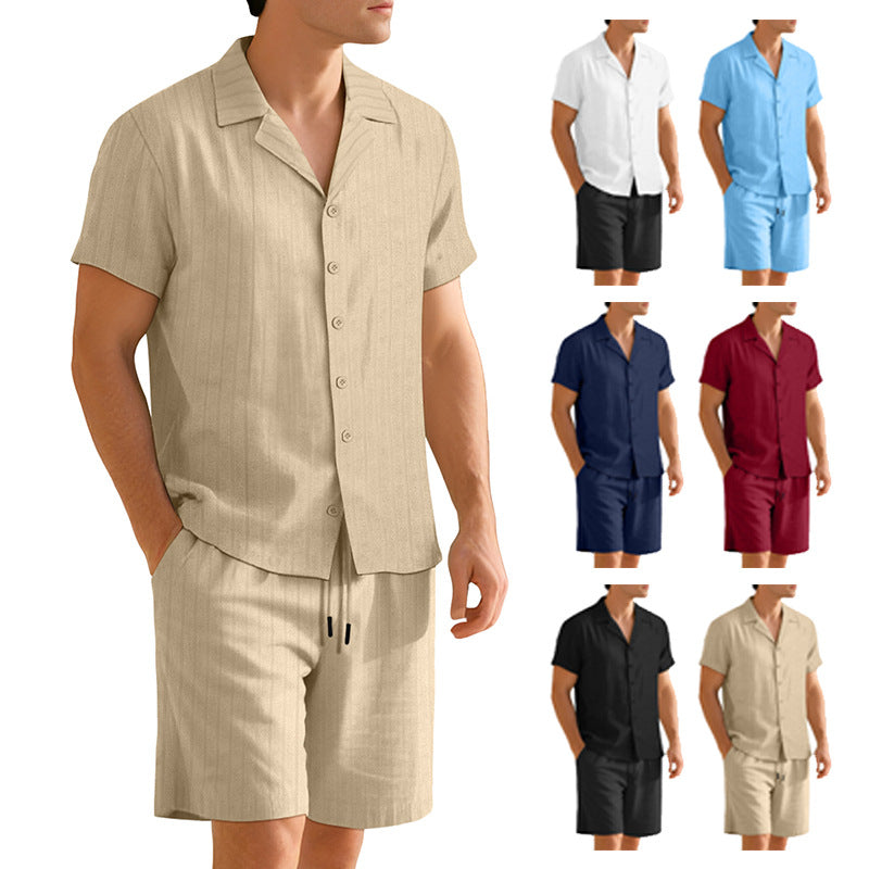 Mens Casual Short-Sleeve Shirt Set