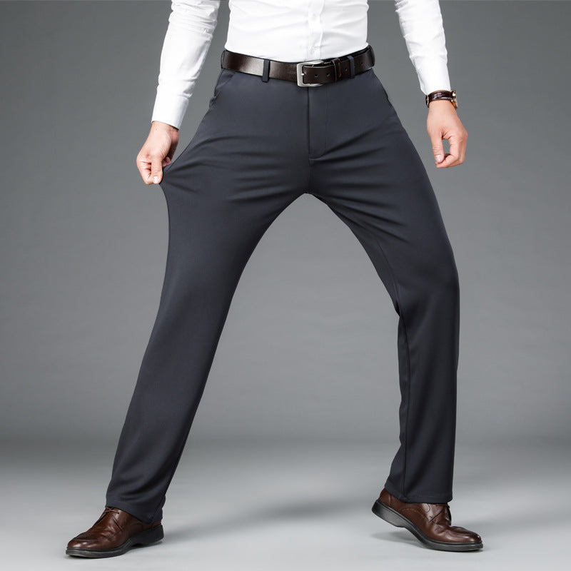 Mens Stretch Business Straight-Cut Casual Pants