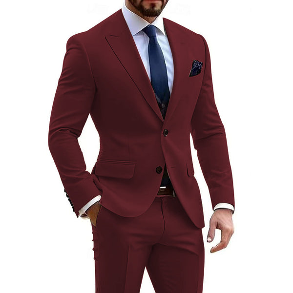 Mens Formal Business-Casual Slim-Fit Two-Piece Suit