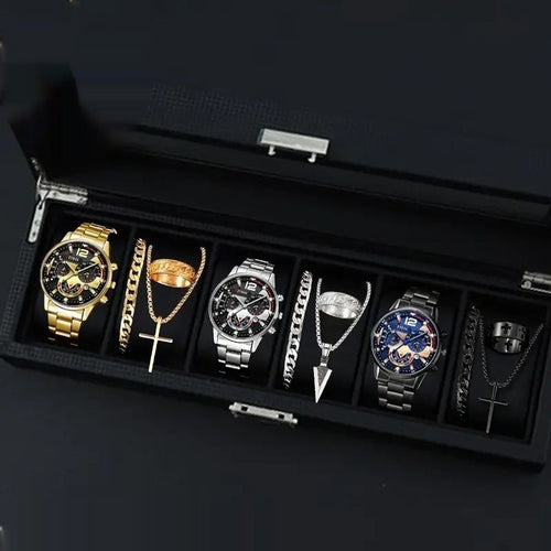 12-set Men's Watches  Fashionable Multi-color Assortment Of Quartz Men's Watches