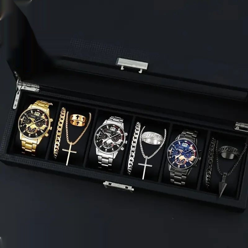 12-set Men's Watches  Fashionable Multi-color Assortment Of Quartz Men's Watches