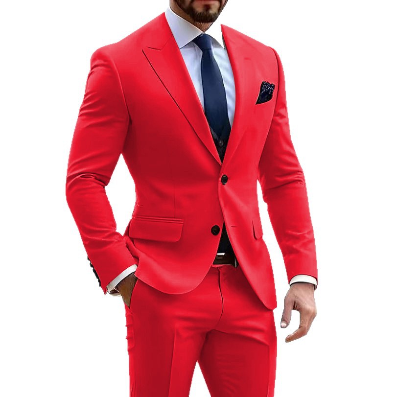 Mens Formal Business-Casual Slim-Fit Two-Piece Suit