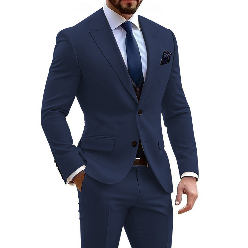 Mens Formal Business-Casual Slim-Fit Two-Piece Suit