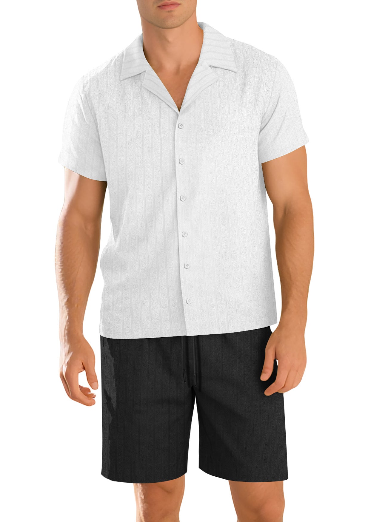 Mens Casual Short-Sleeve Shirt Set