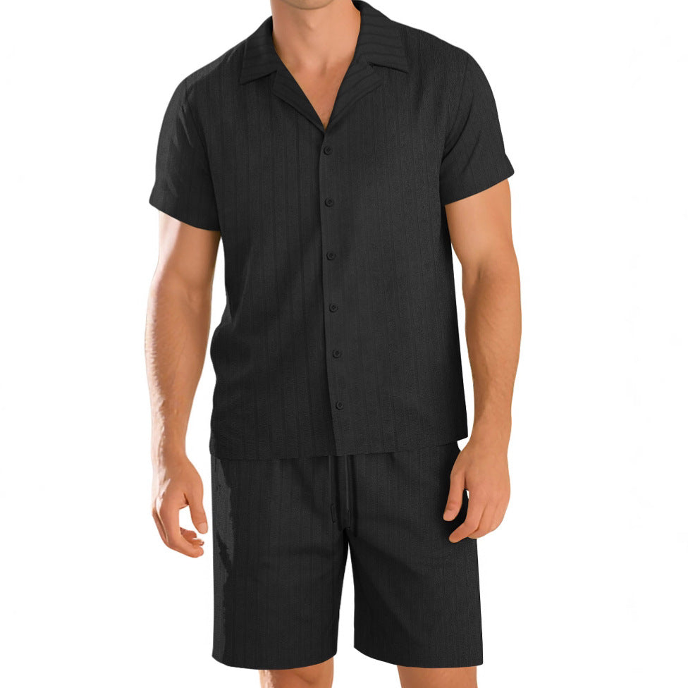 Mens Casual Short-Sleeve Shirt Set