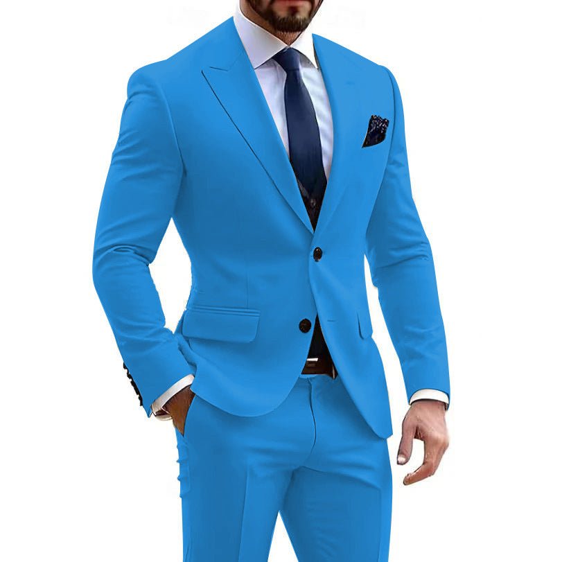 Mens Formal Business-Casual Slim-Fit Two-Piece Suit