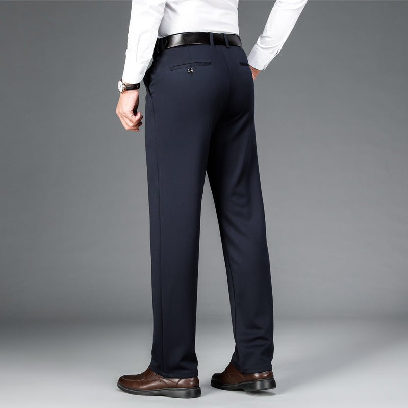 Mens Stretch Business Straight-Cut Casual Pants