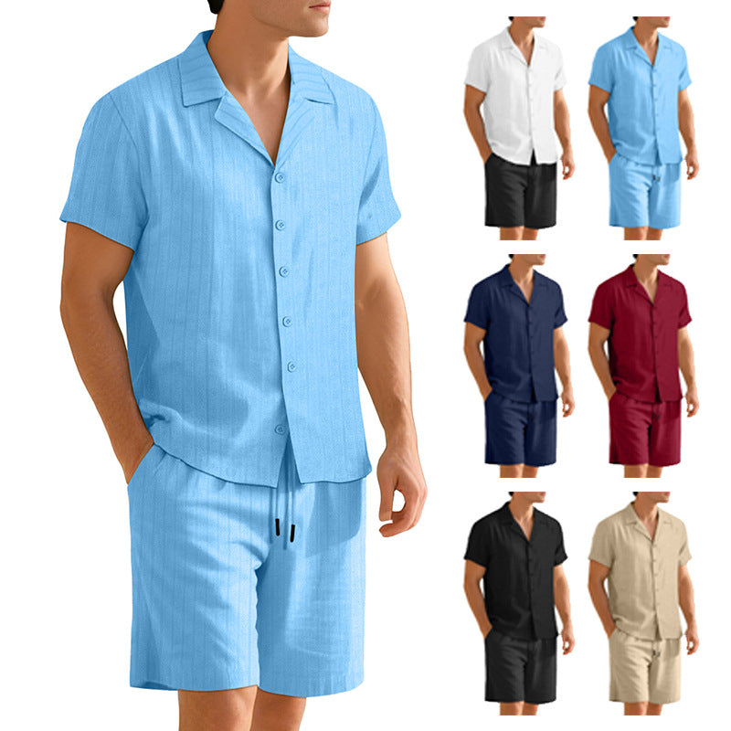 Mens Casual Short-Sleeve Shirt Set