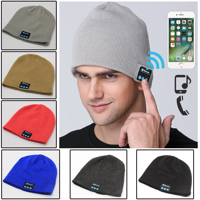 Gorro de punto con auriculares inalámbricos para exteriores, estilo europeo y americano, multifuncional, con música