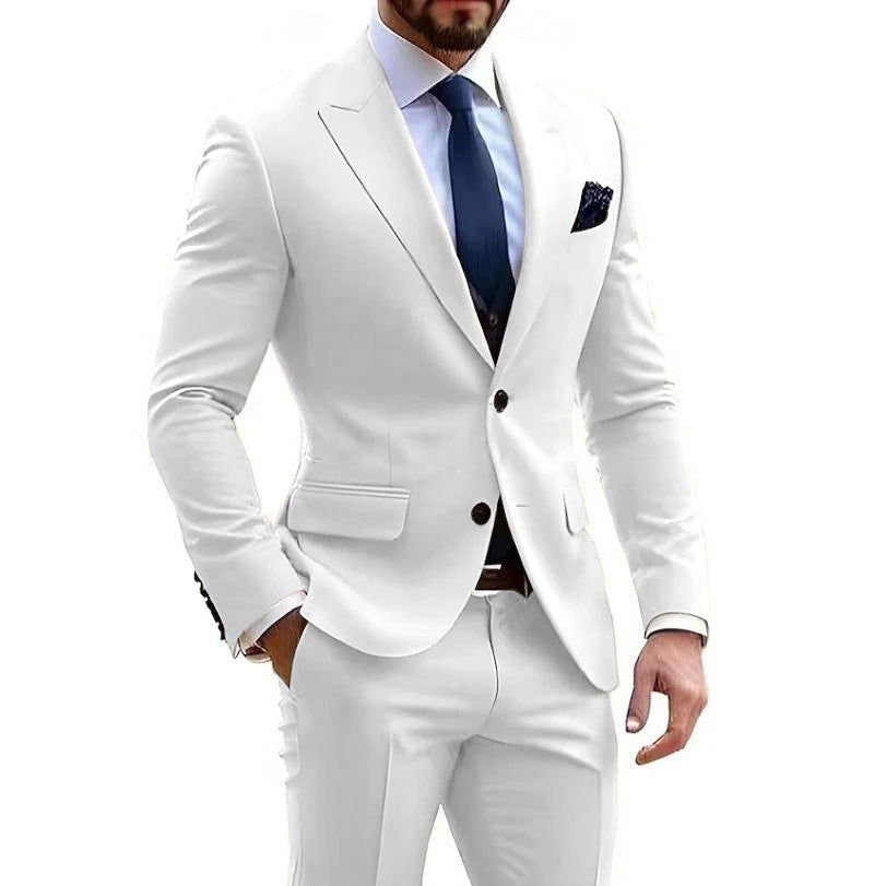 Mens Formal Business-Casual Slim-Fit Two-Piece Suit