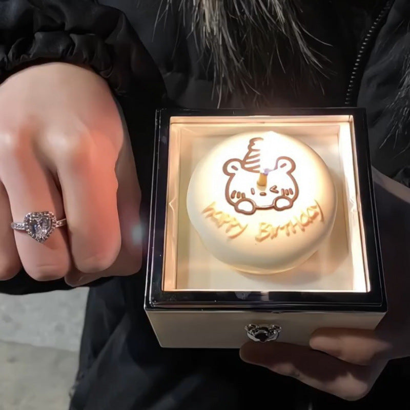 Creative Automatic Rotating Jewelry Box In The Shape Of A Little Bear Cake