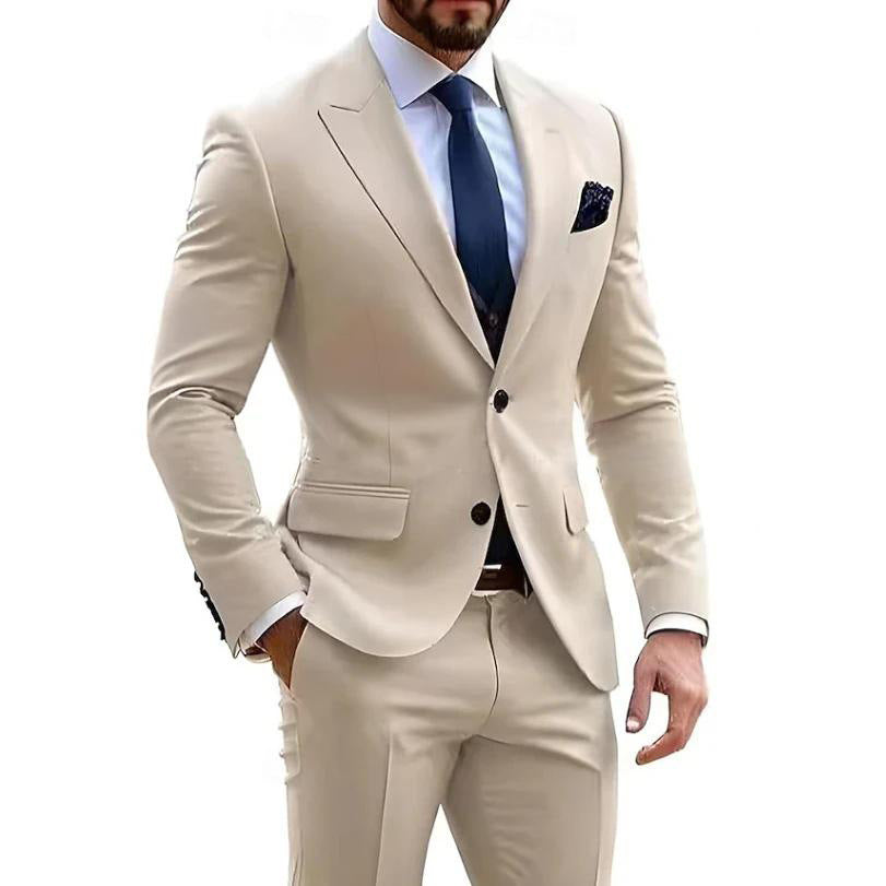 Mens Formal Business-Casual Slim-Fit Two-Piece Suit