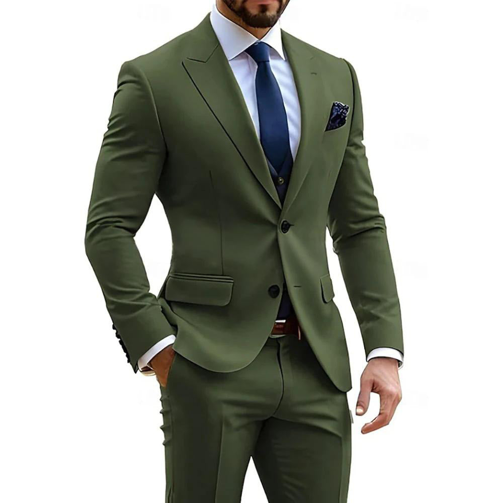 Mens Formal Business-Casual Slim-Fit Two-Piece Suit