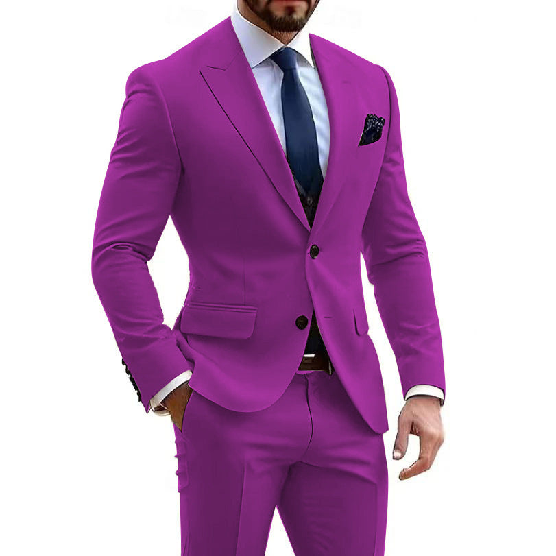 Mens Formal Business-Casual Slim-Fit Two-Piece Suit